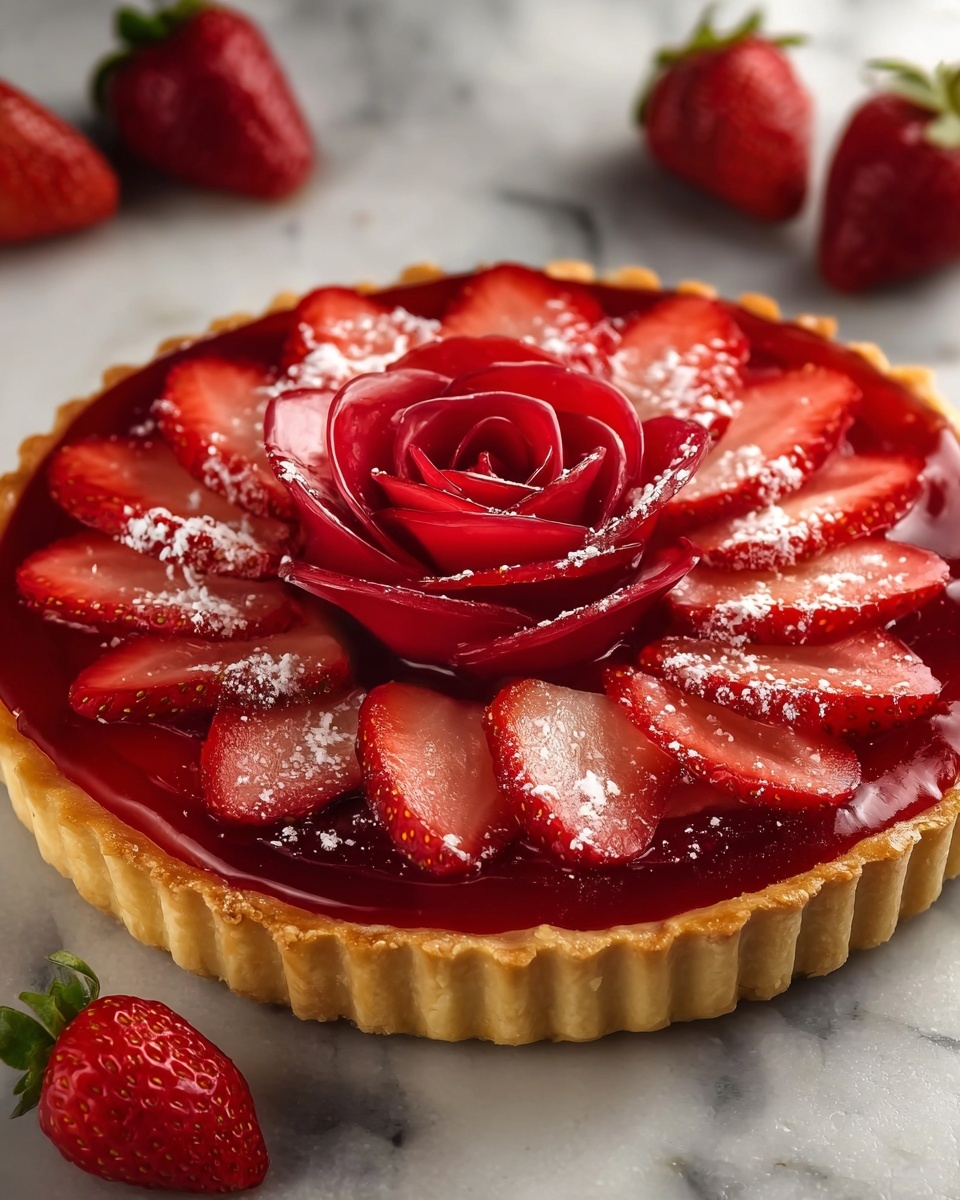 Strawberry Rose Tart with Custard Cream Recipe - Recipe Image