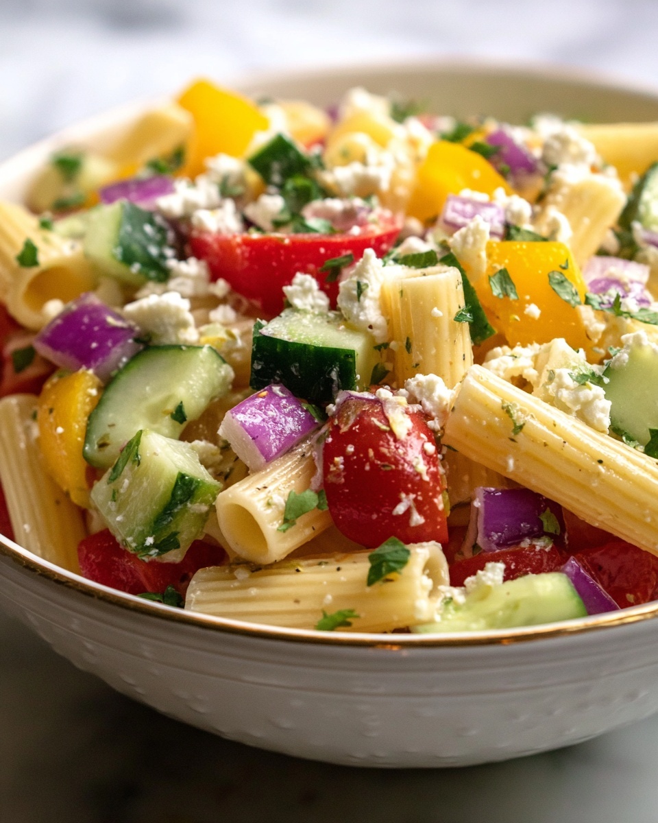 The Perfect Greek Pasta Salad Recipe - Recipe Image