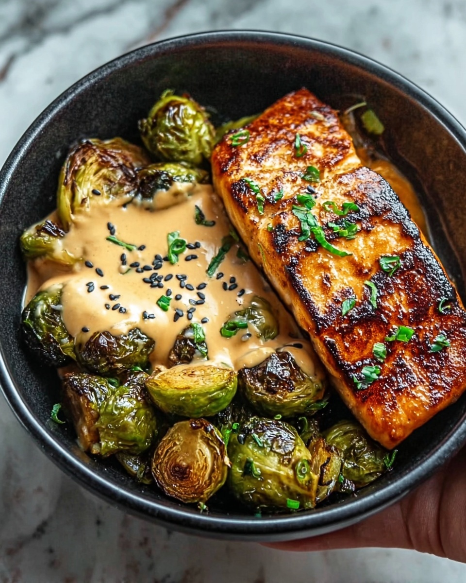 Teriyaki Salmon Bowls with Crispy Brussels Sprouts Recipe - Recipe Image