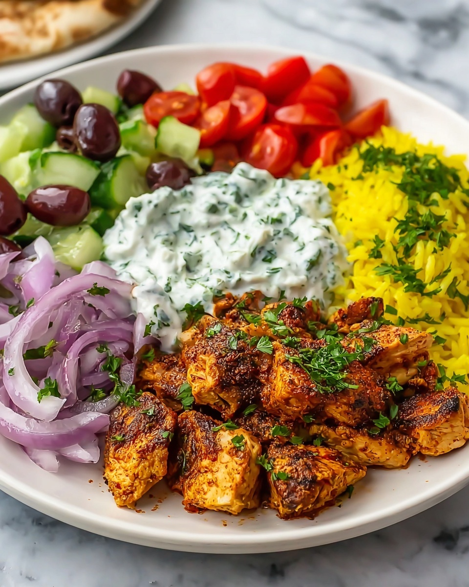 Instant Pot Chicken Souvlaki with Lemon Rice and Greek Salad Recipe - Recipe Image