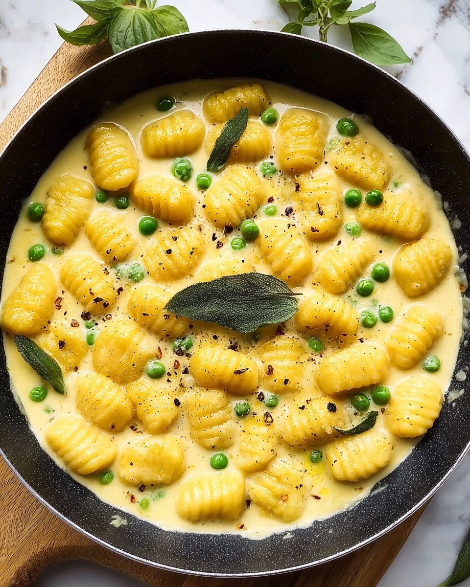 Gnocchi with Creamy Sage and Pea Sauce Recipe - Recipe Image