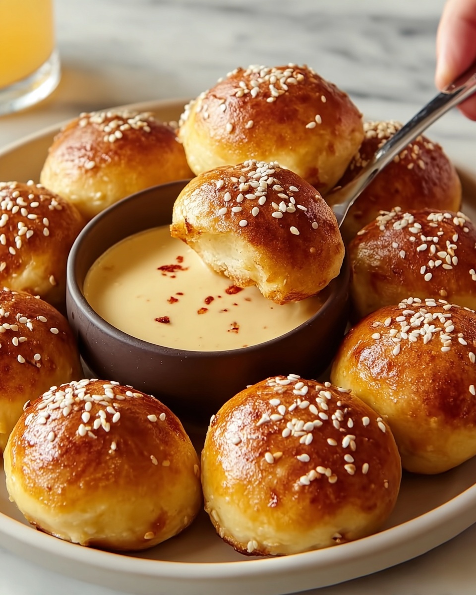 Pretzel Bites with Cheddar Cheese Sauce Recipe - Recipe Image