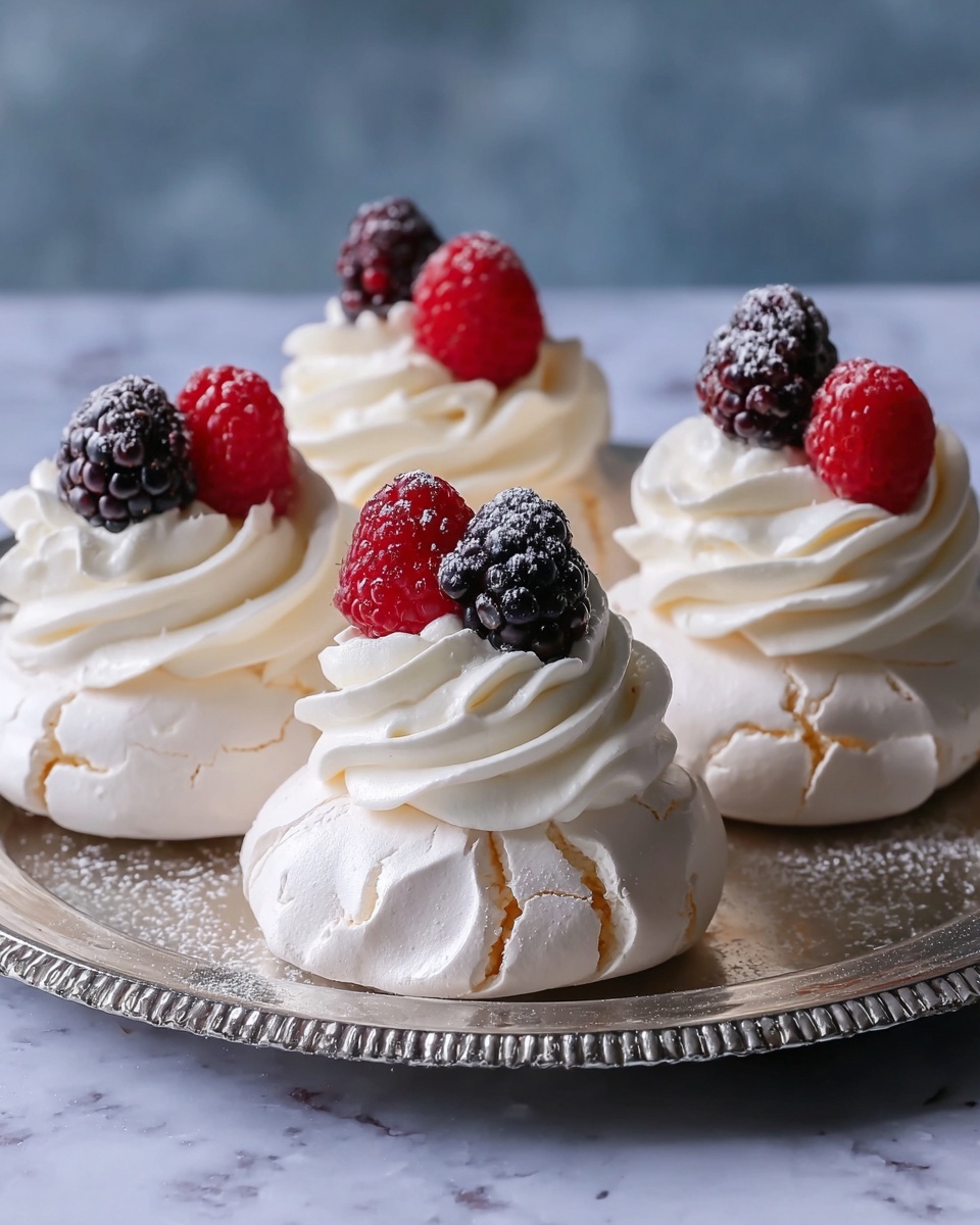 Toasted Coconut Mini Pavlovas with Coconut Custard Recipe - Recipe Image