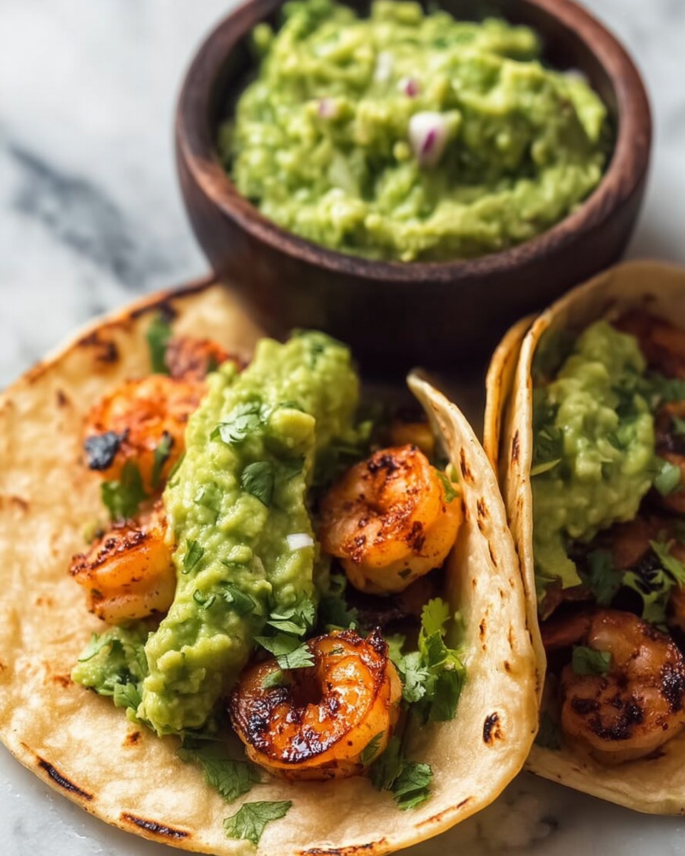 Crispy Shrimp & Poblano Tacos with Avocado Cilantro Sauce Recipe - Recipe Image