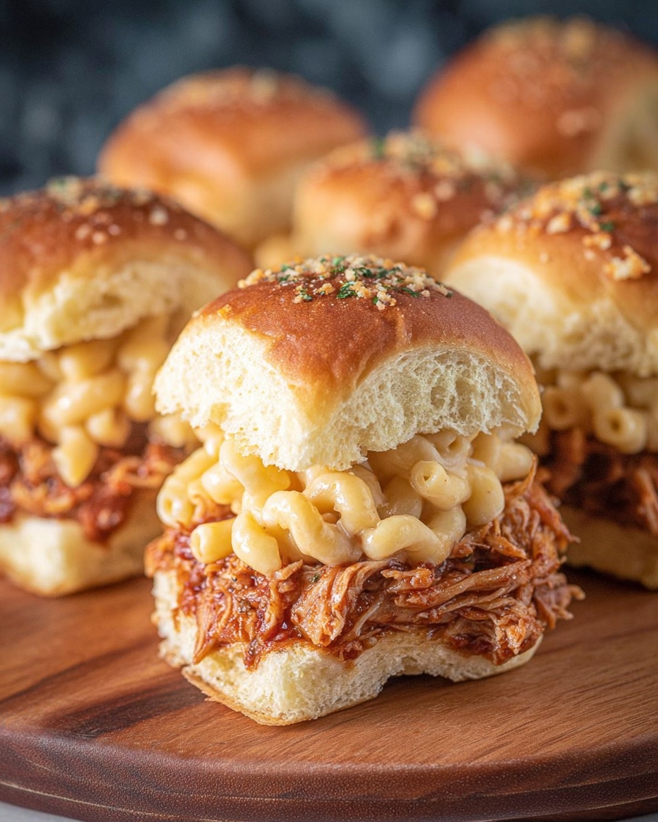 Pulled Pork Mac and Cheese Sliders Recipe - Recipe Image
