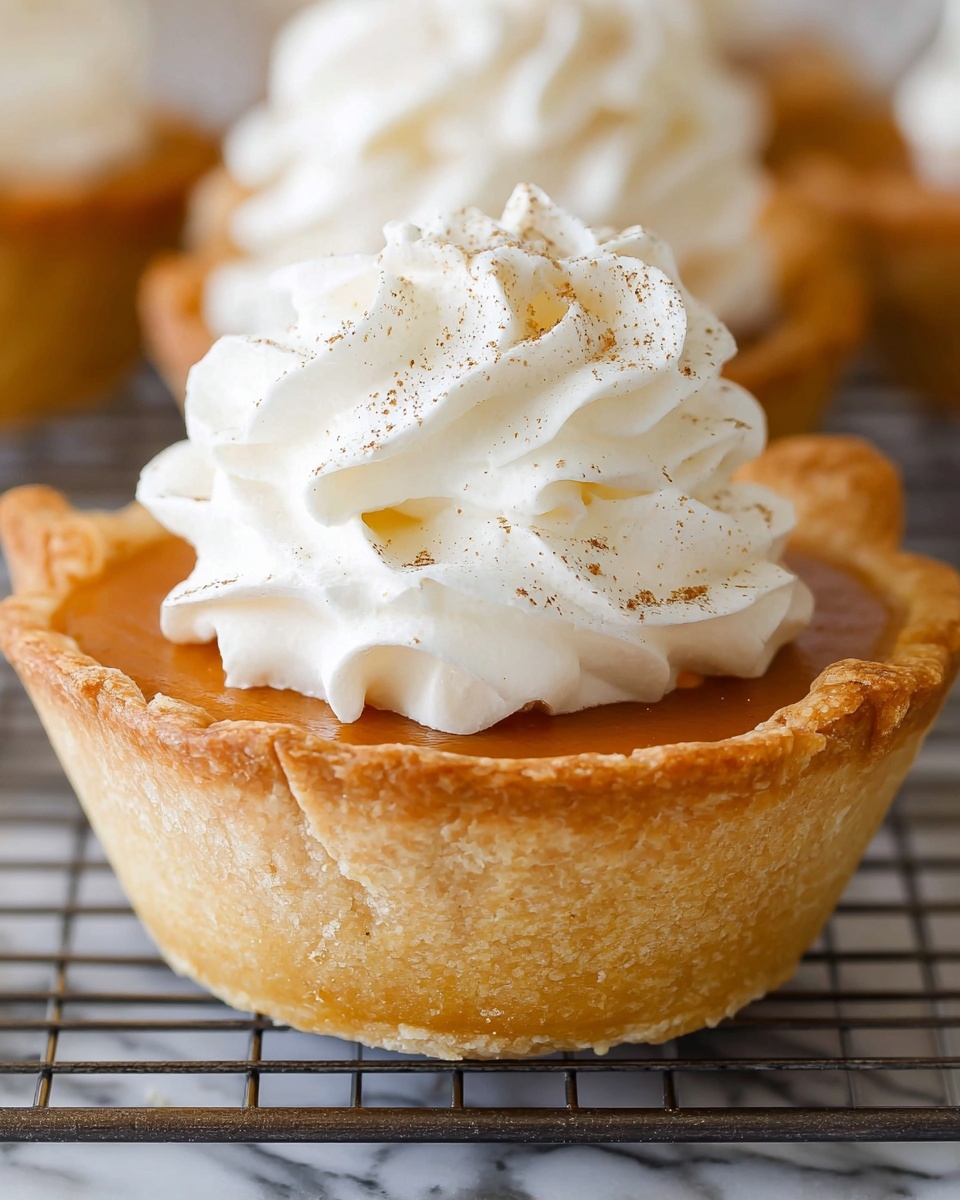 Mini Pumpkin Pies with Spiced Pumpkin Filling and Whipped Cream Recipe - Recipe Image