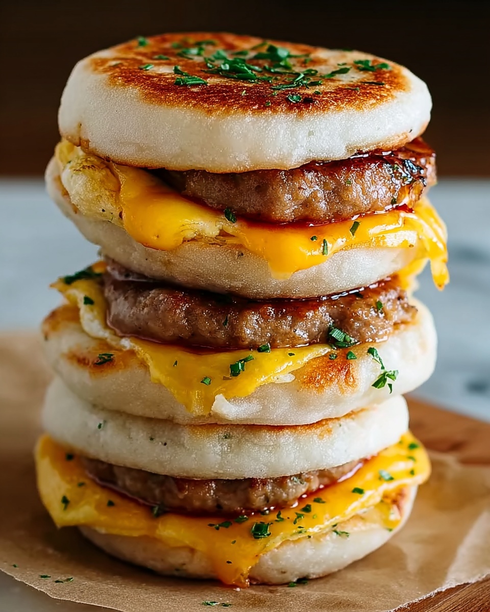 Homemade McGriddle Sandwiches with Sausage, Egg, and Maple Syrup Recipe - Recipe Image