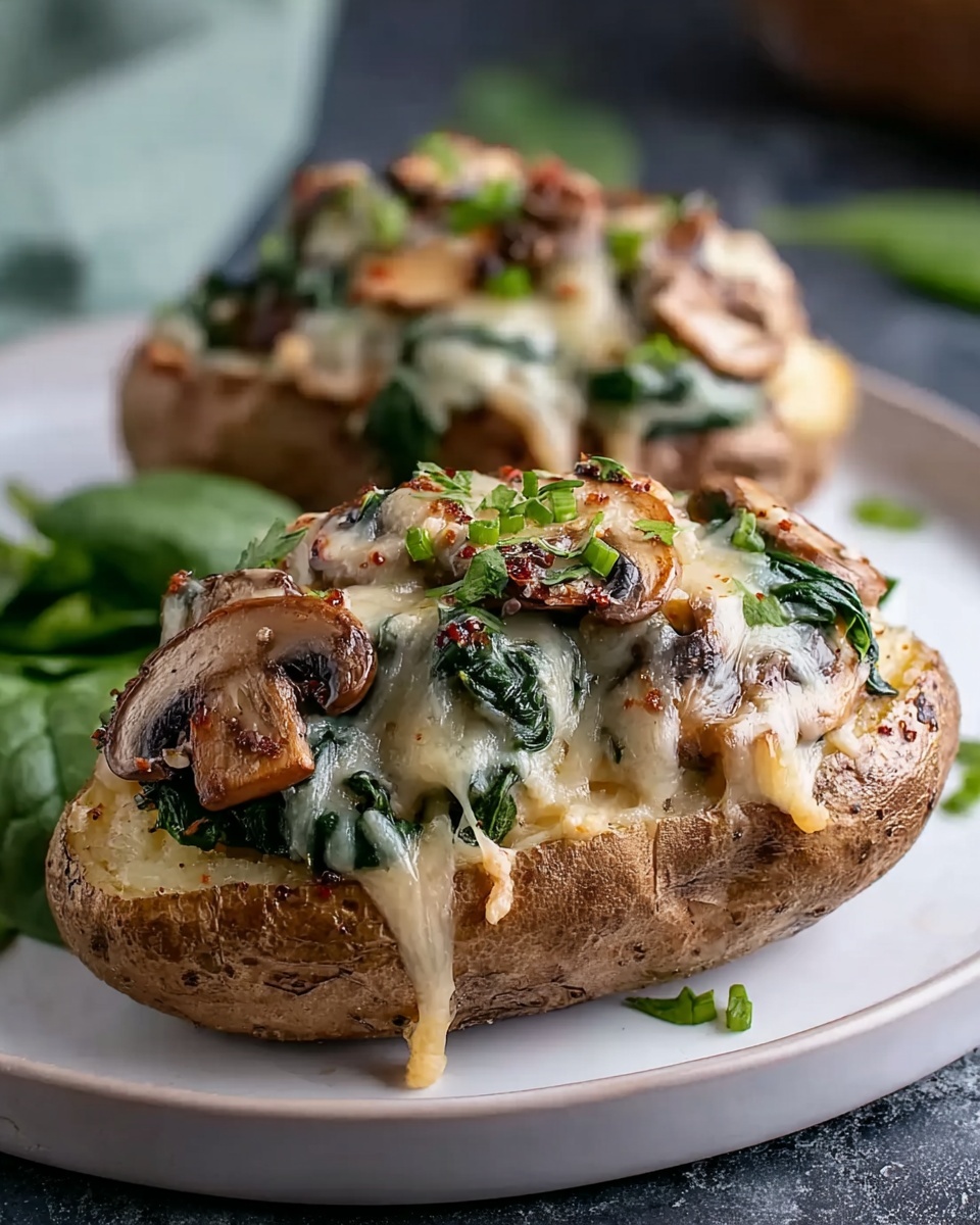 Loaded Baked Potatoes with Spinach and Mushrooms Recipe - Recipe Image
