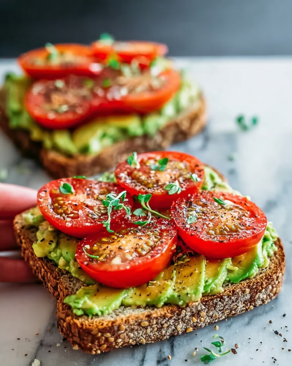 Cherry Tomato Balsamic Avocado Toast Recipe - Recipe Image
