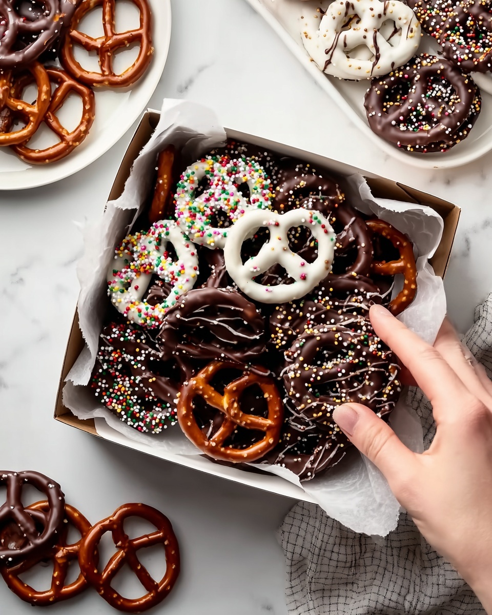 Easy Easter Pretzels with White Chocolate and Pastel Decorations Recipe - Recipe Image