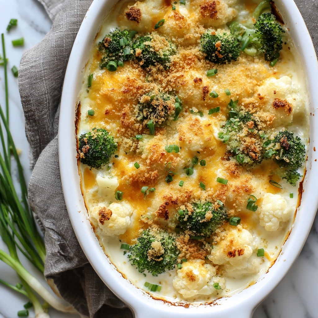 Broccoli Cauliflower Bake (Vegetable au Gratin) Recipe - Recipe Image