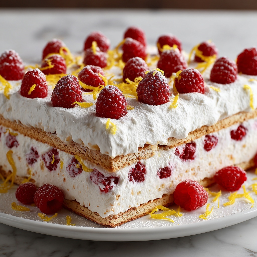 No Bake Lemon Raspberry Icebox Cake Recipe - Recipe Image