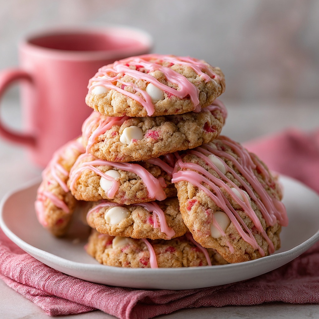 Strawberry Crunch Cookies: Soft Cookies with a Crunchy Pink Glaze Recipe - Recipe Image