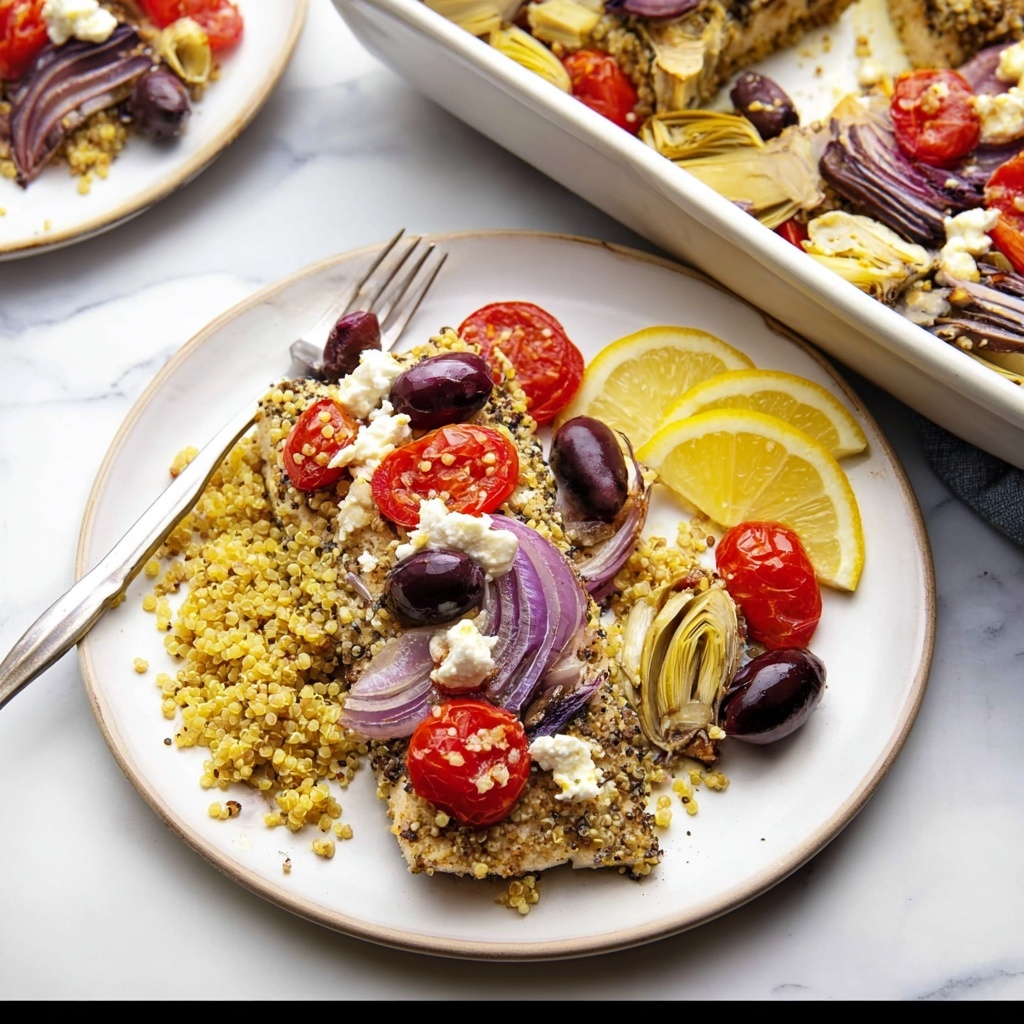 Greek Chicken Bake with Quinoa, Cherry Tomatoes, Olives, and Feta Recipe - Recipe Image