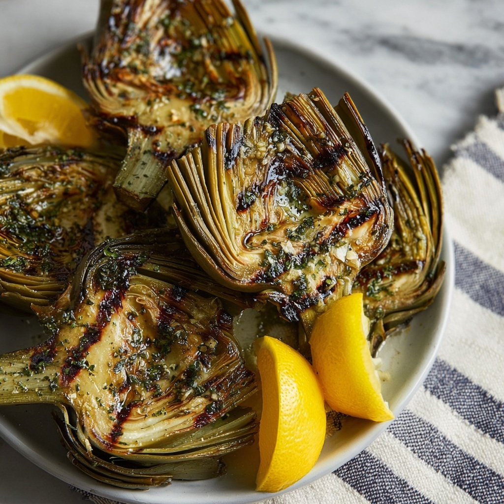 Grilled Artichokes with Balsamic Yogurt Dipping Sauce Recipe - Recipe Image