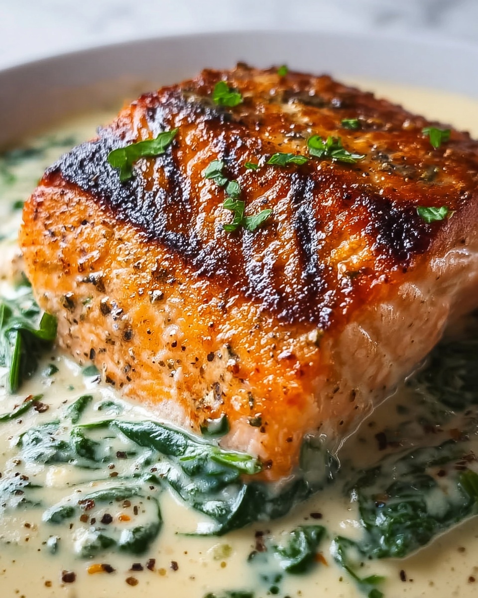 Pan-Seared Salmon with Creamy Florentine Sauce Recipe - Recipe Image