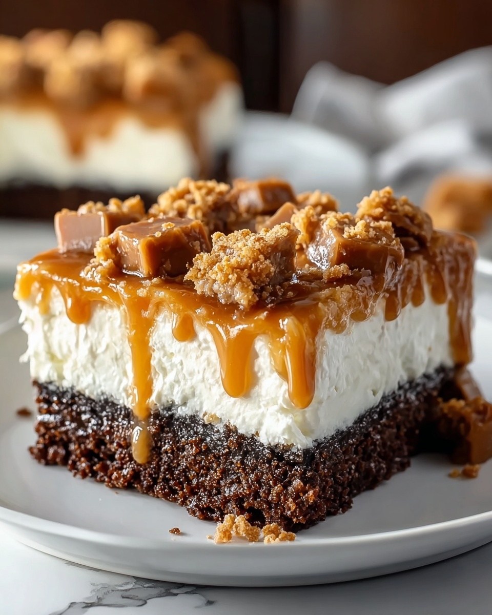 Butterfinger Candy Bar Poke Cake Recipe - Recipe Image