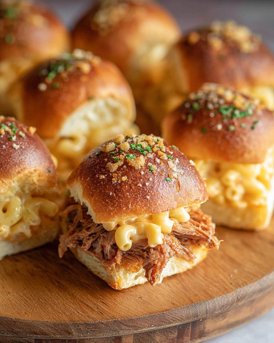 Pulled Pork Mac and Cheese Sliders Recipe - Recipe Image