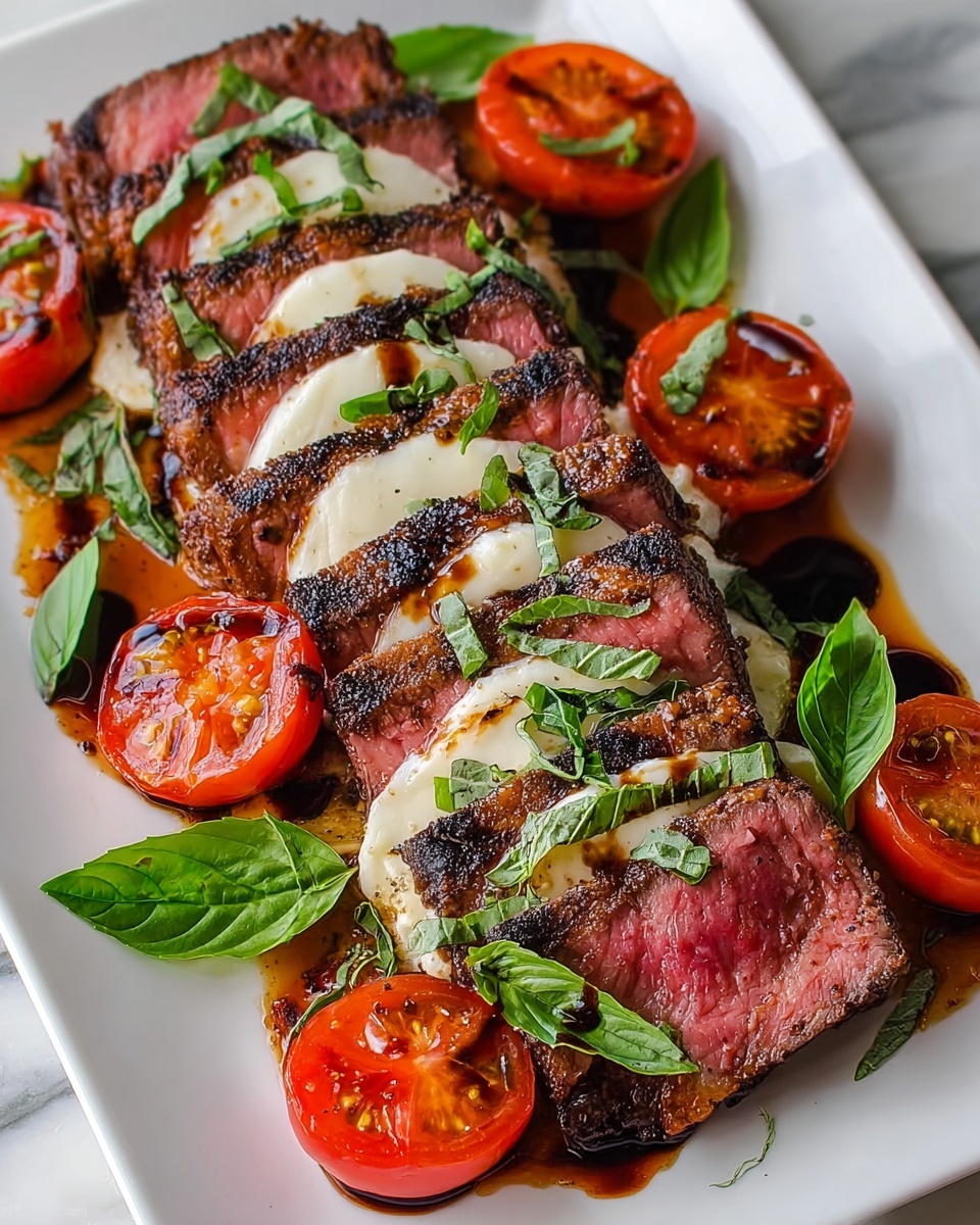 Balsamic Grilled Flank Steak Caprese Recipe - Recipe Image