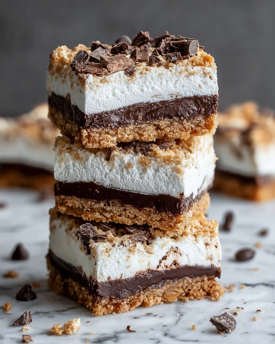 Gooey S'mores Bars with Graham Cracker Crust and Toasted Marshmallows Recipe - Recipe Image