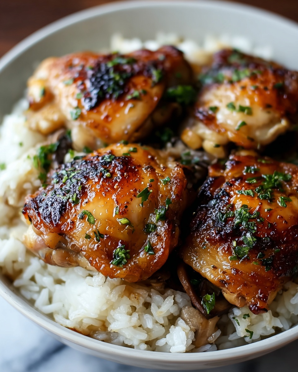 Creamy Smothered Chicken with Rice Recipe - Recipe Image