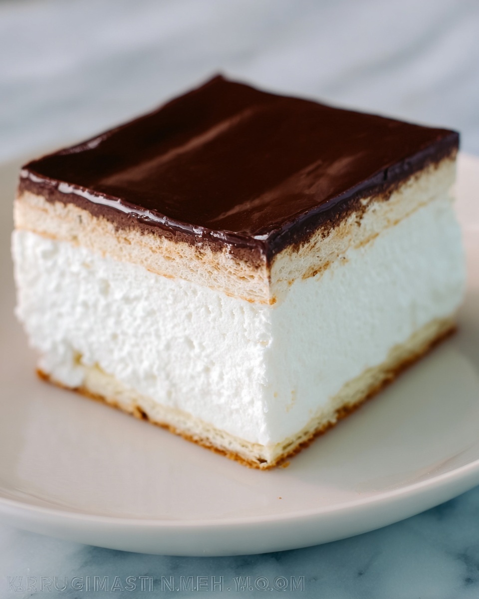 Ptichye Moloko (Bird's Milk) No-Bake Chocolate Raspberry Layered Dessert Recipe - Recipe Image