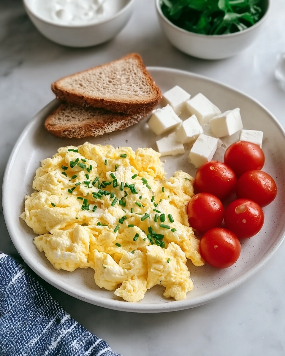 Creamy and Fluffy Cottage Cheese Scrambled Eggs Recipe - Recipe Image