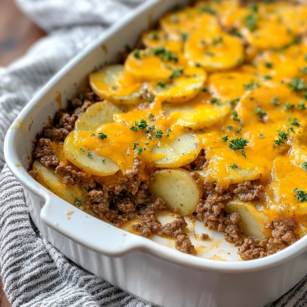 Hobo Casserole – Rustic Ground Beef and Potato Bake Recipe - Recipe Image