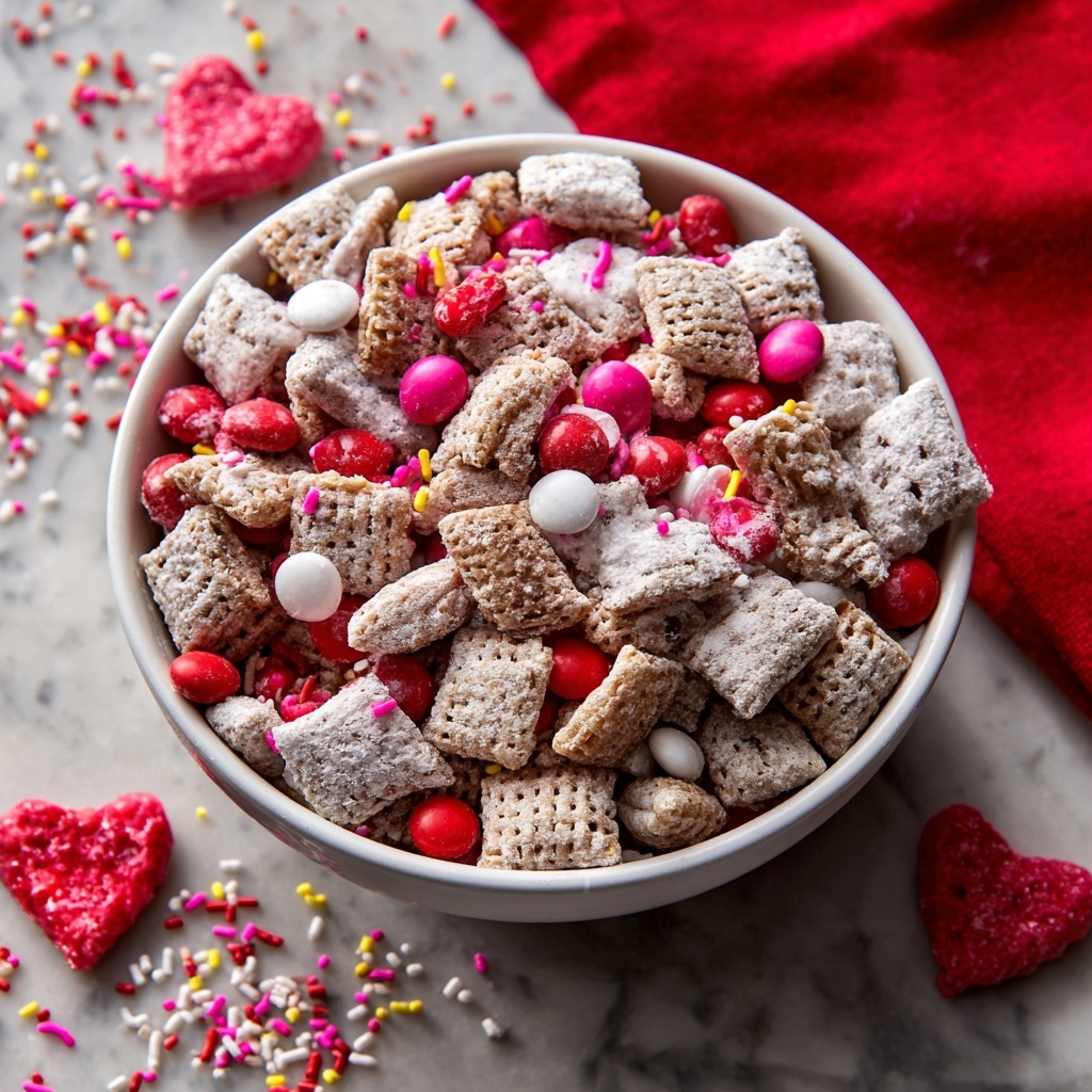 Valentine’s Day Muddy Buddies: Sweet, Crunchy & Cupid-Approved Recipe - Recipe Image