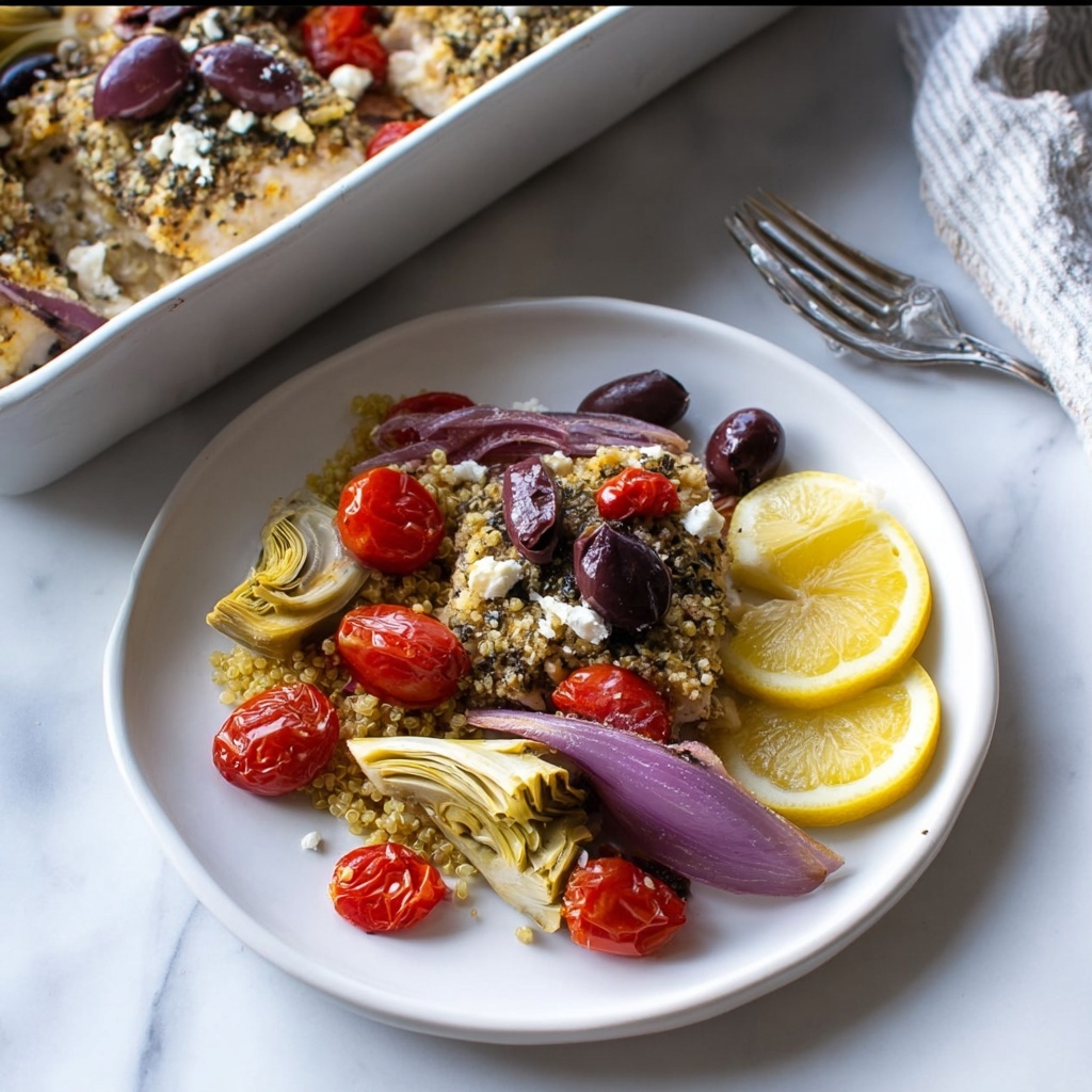 Greek Chicken Bake with Quinoa, Cherry Tomatoes, Olives, and Feta Recipe - Recipe Image