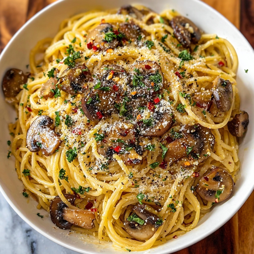 Mushroom and Garlic Spaghetti Dinner Recipe - Recipe Image
