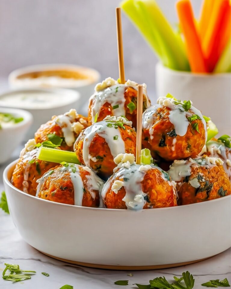 Buffalo Chicken Meatballs with Bleu Cheese Yogurt Dip Recipe