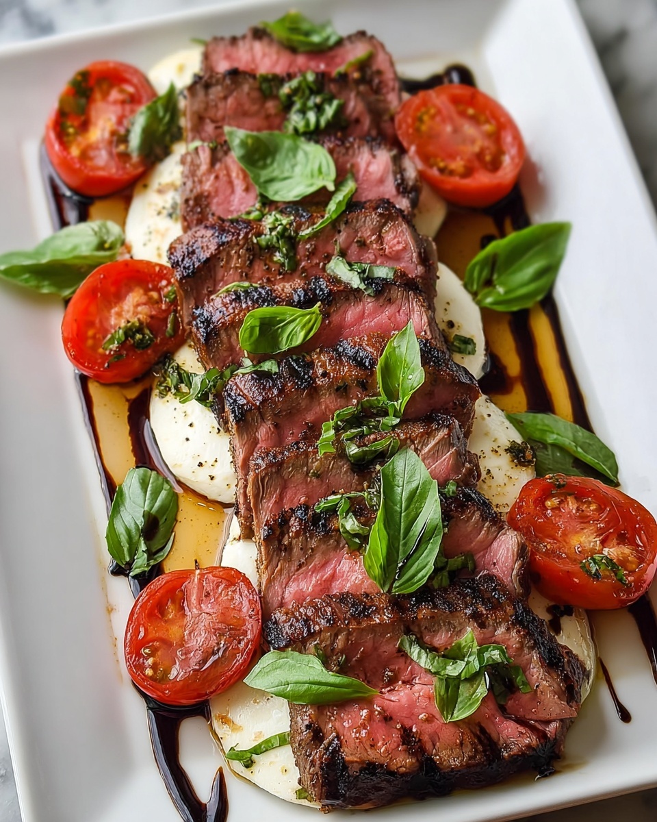 Balsamic Grilled Flank Steak Caprese Recipe - Recipe Image