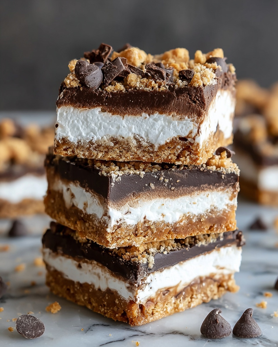 Gooey S'mores Bars with Graham Cracker Crust and Toasted Marshmallows Recipe - Recipe Image