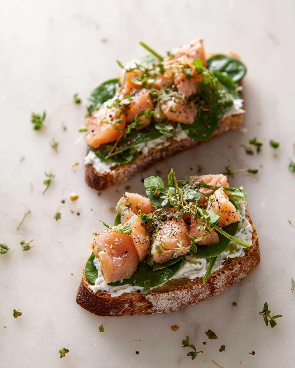 Salmon Tartine with Dill Greek Yogurt and Arugula Recipe - Recipe Image