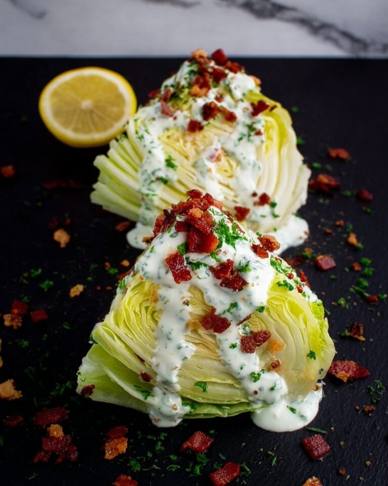 Classic Iceberg Wedge Salad with Homemade Ranch Dressing and Bacon Recipe