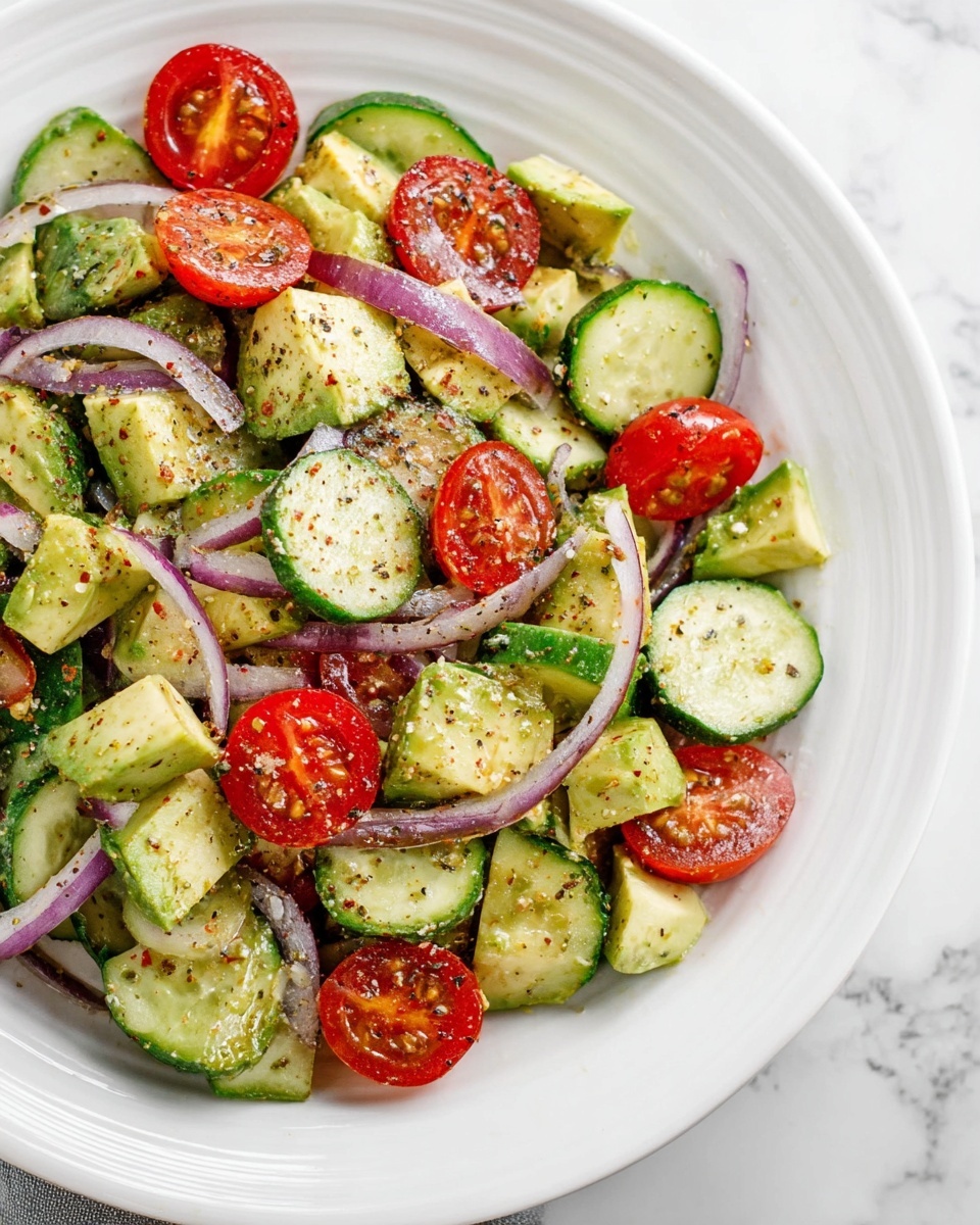 Easy Cucumber Tomato Avocado Salad Recipe - Recipe Image
