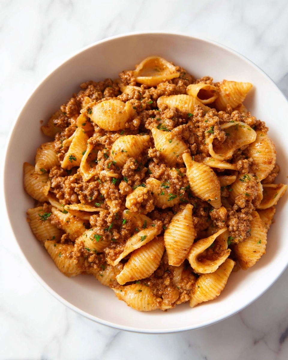 Easy Creamy Beef and Shells Recipe - Recipe Image