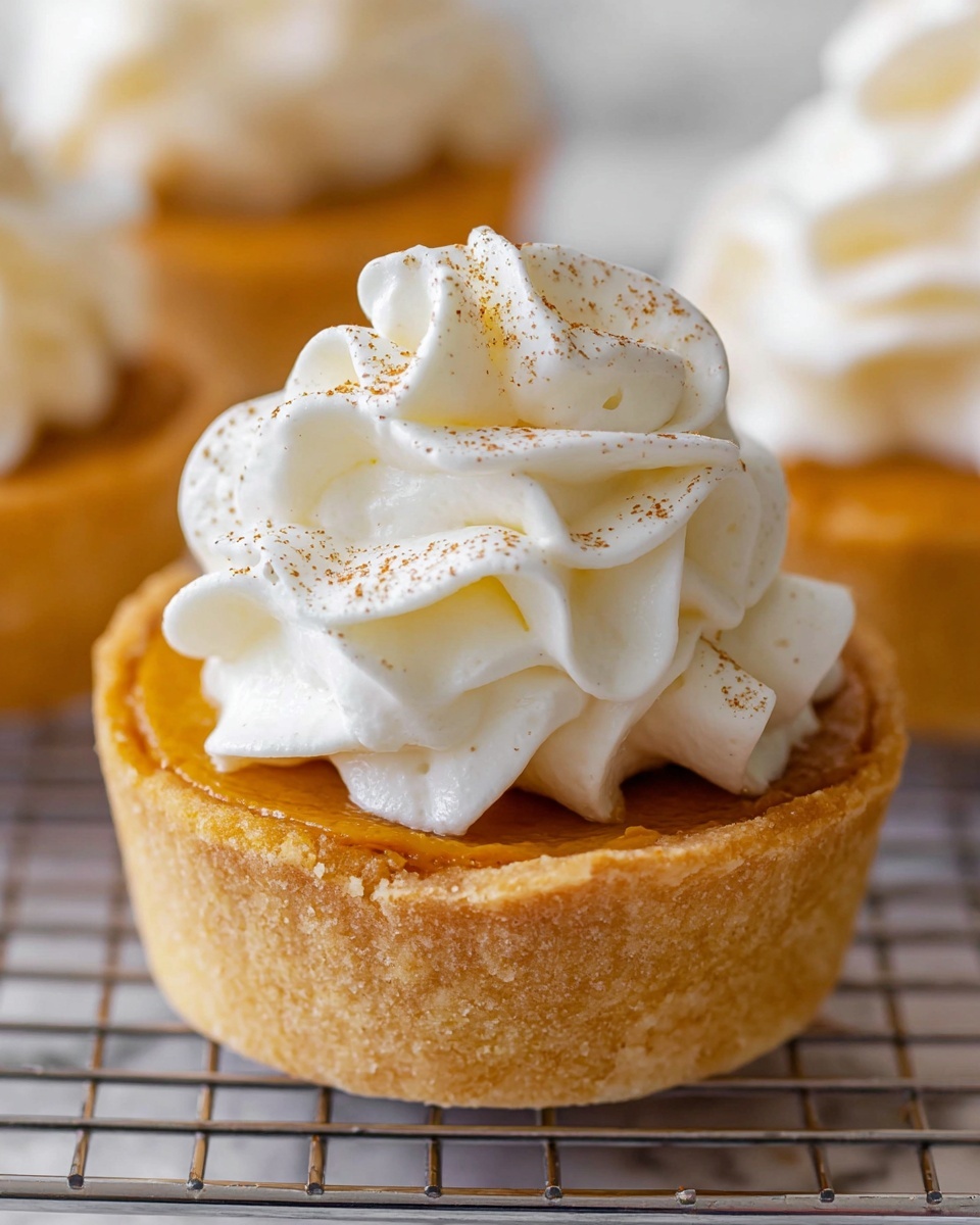 Mini Pumpkin Pies with Spiced Pumpkin Filling and Whipped Cream Recipe - Recipe Image