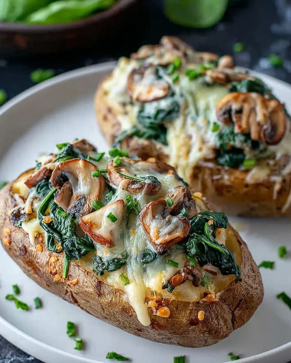 Loaded Baked Potatoes with Spinach and Mushrooms Recipe - Recipe Image