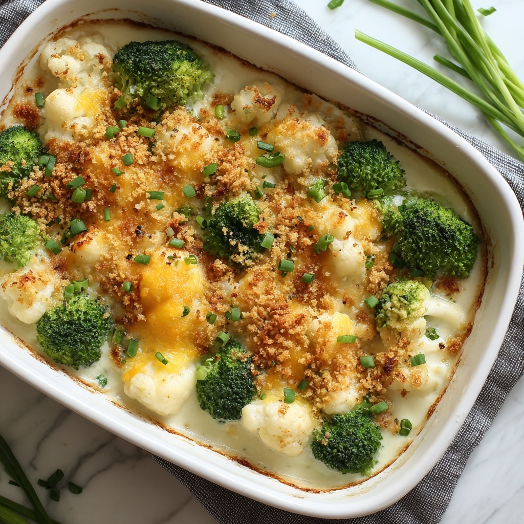 Broccoli Cauliflower Bake (Vegetable au Gratin) Recipe - Recipe Image