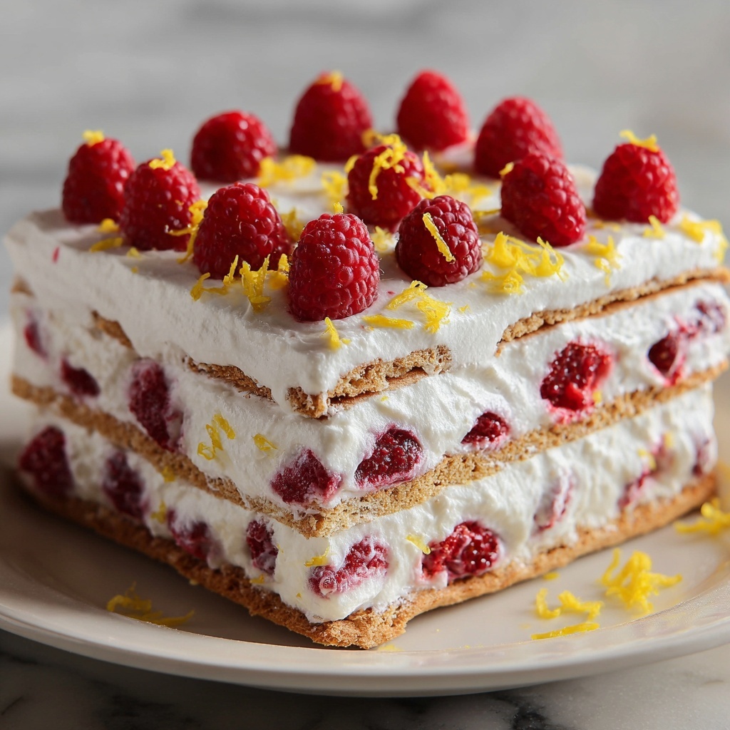 No Bake Lemon Raspberry Icebox Cake Recipe - Recipe Image