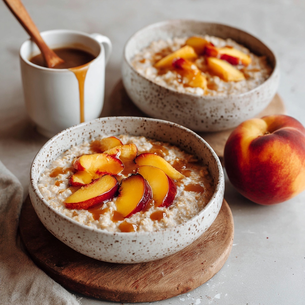Peach Cobbler Overnight Oats Recipe - Recipe Image