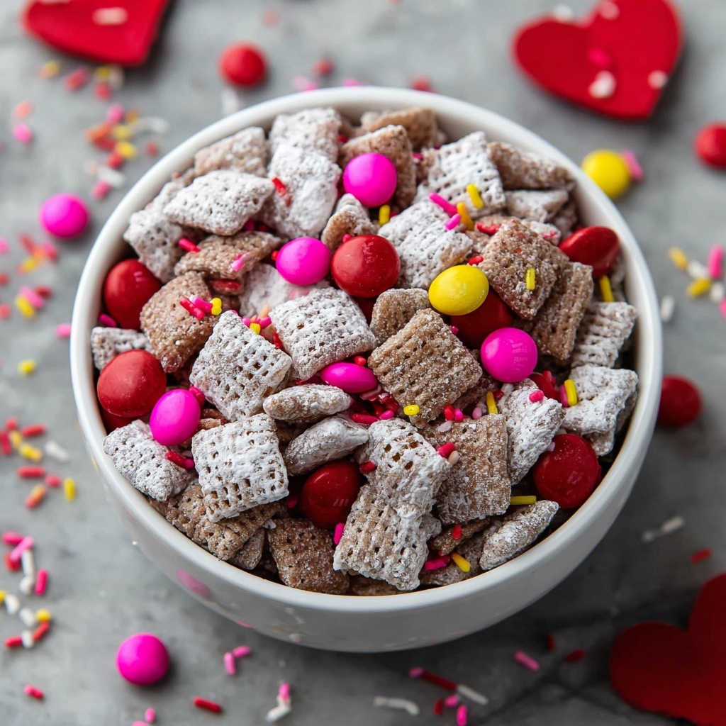 Valentine’s Day Muddy Buddies: Sweet, Crunchy & Cupid-Approved Recipe - Recipe Image