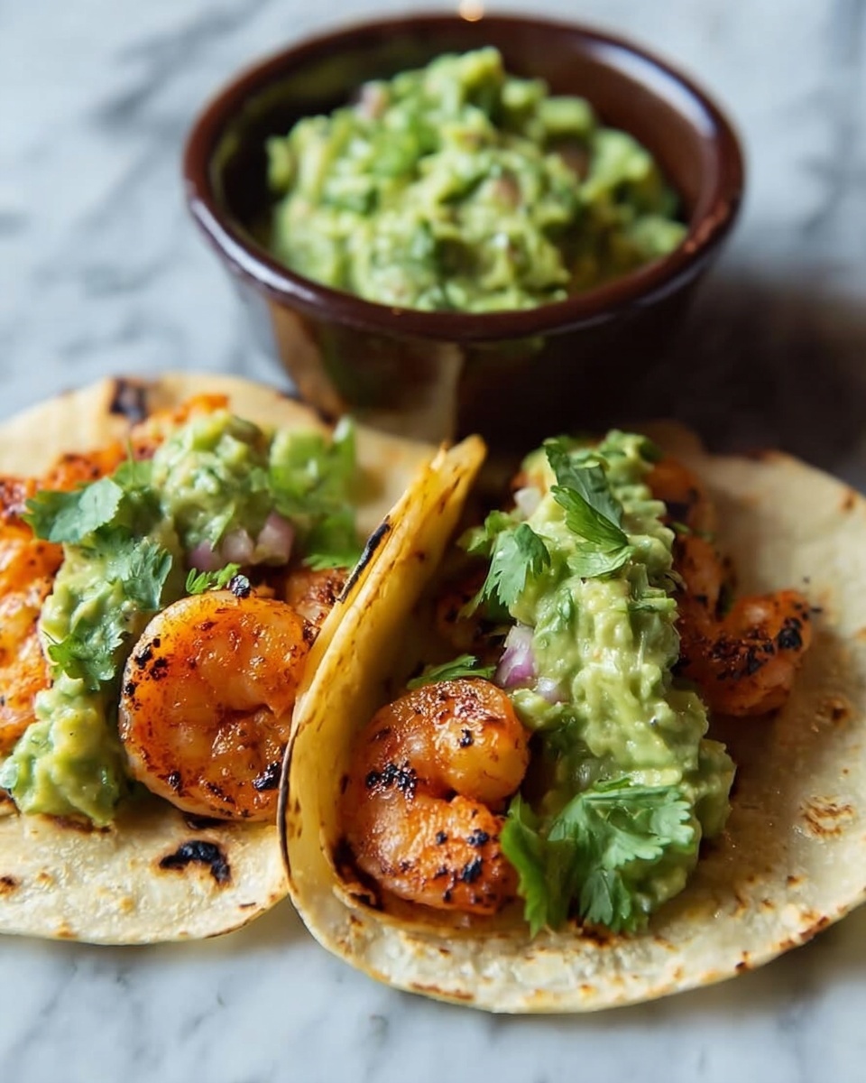 Crispy Shrimp & Poblano Tacos with Avocado Cilantro Sauce Recipe - Recipe Image