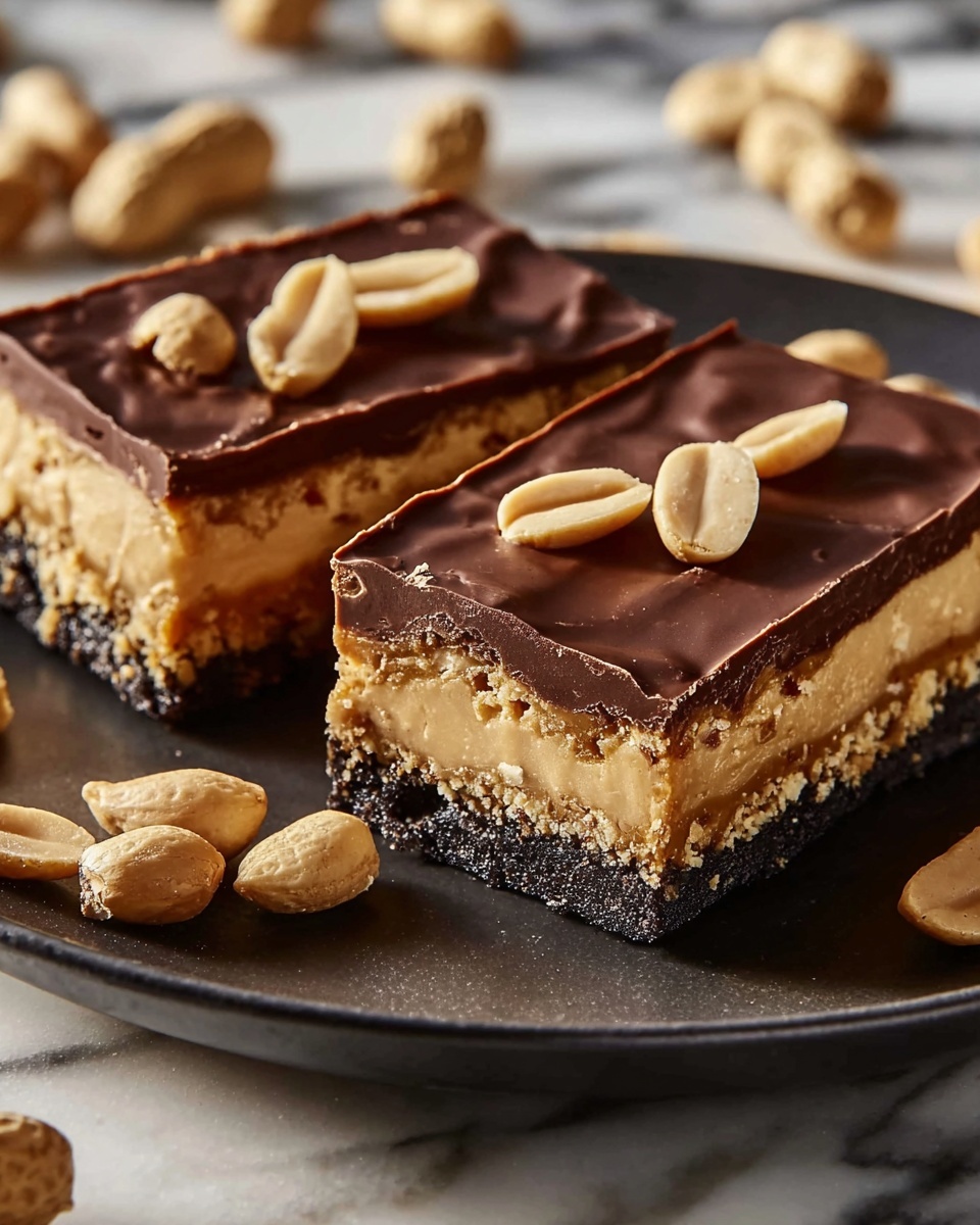 Peanut-Chocolate Cheesecake Bars Recipe - Recipe Image