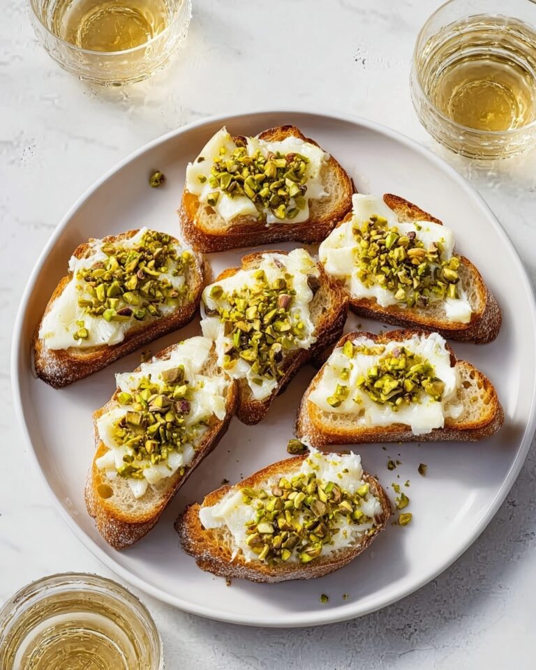 White Cheddar Brussels Sprouts & Pistachio Crostini with Hot Honey Recipe