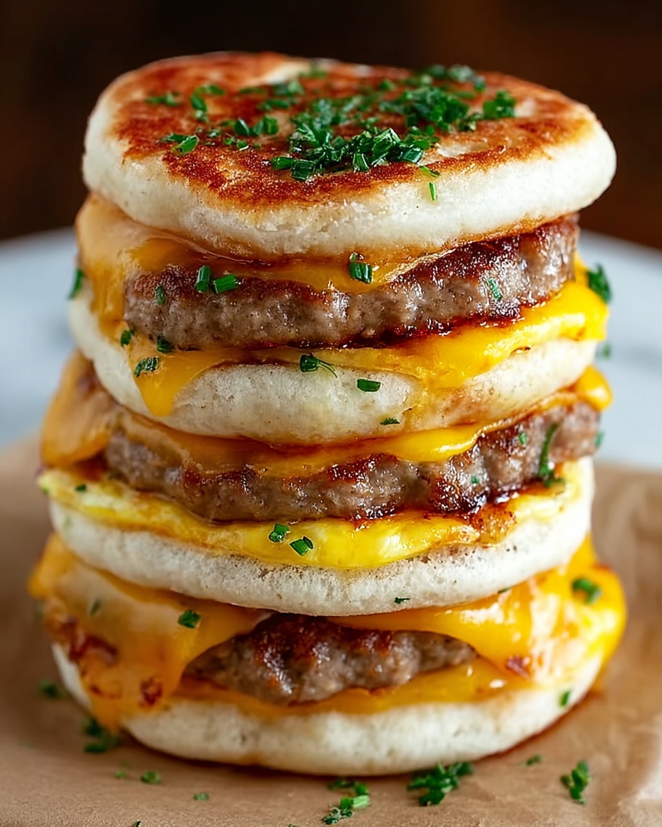 Homemade McGriddle Sandwiches with Sausage, Egg, and Maple Syrup Recipe - Recipe Image