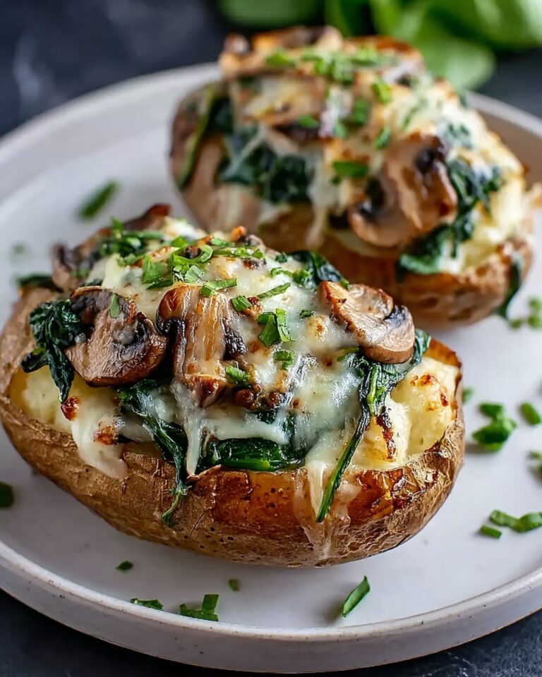Loaded Baked Potatoes with Spinach and Mushrooms Recipe