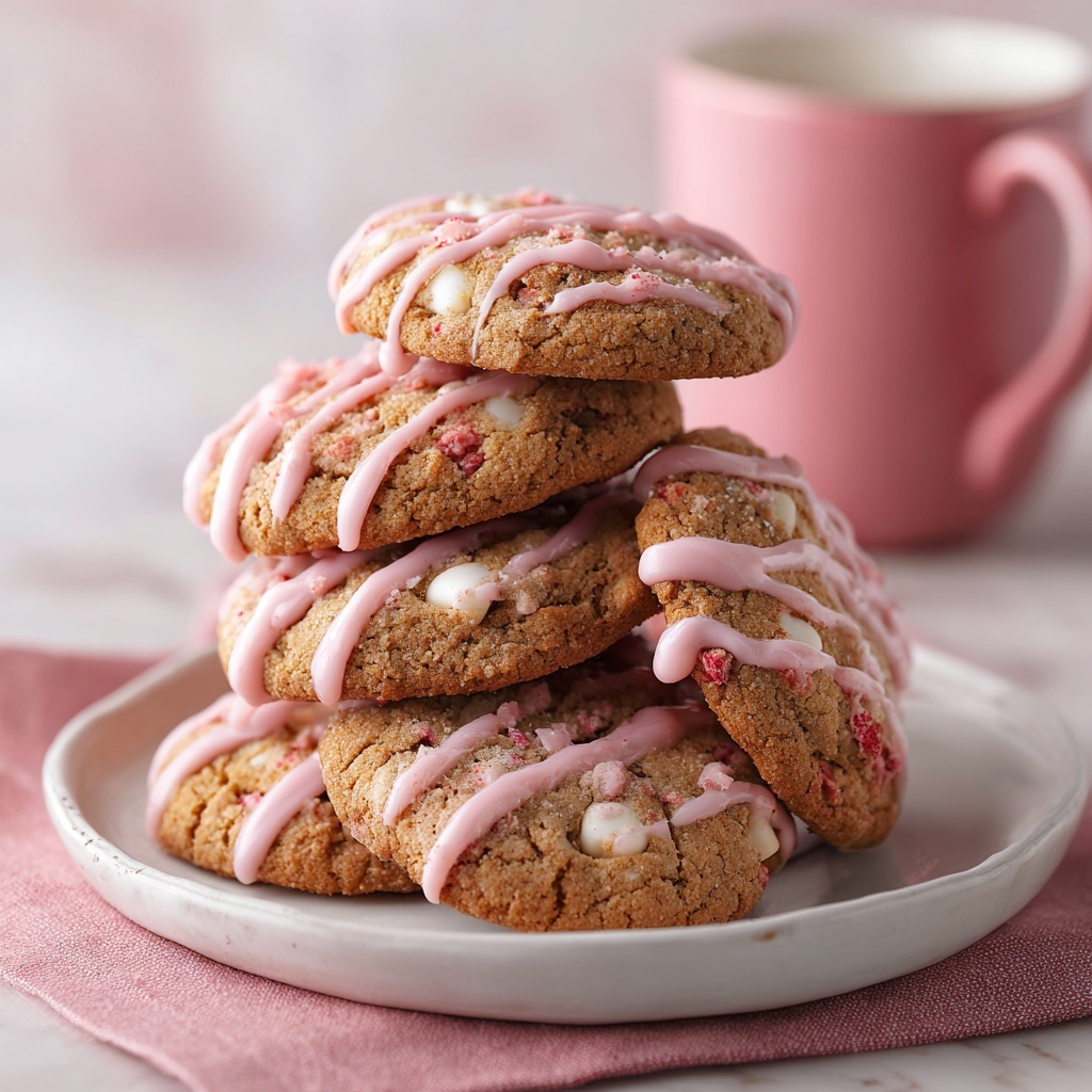 Strawberry Crunch Cookies: Soft Cookies with a Crunchy Pink Glaze Recipe - Recipe Image